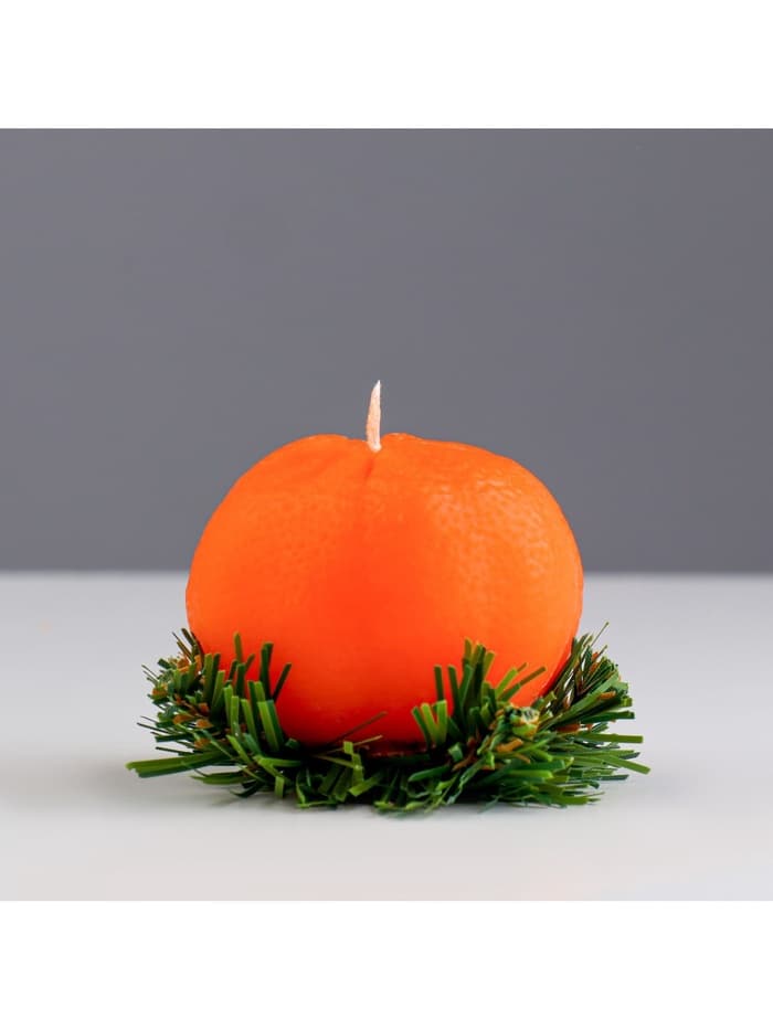 Свеча декоративная «Новогодний мандарин», 6×6×6 см