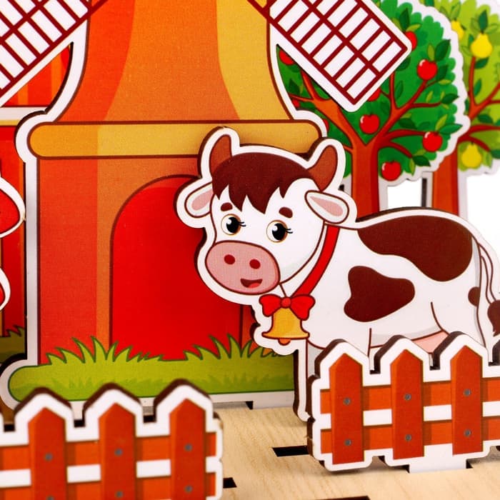 Настольная игра WoodLand Toys «Панорама. Ферма», 32 детали