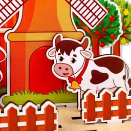 Настольная игра WoodLand Toys «Панорама. Ферма», 32 детали