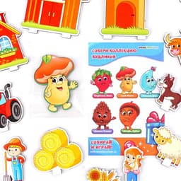 Настольная игра WoodLand Toys «Панорама. Ферма», 32 детали