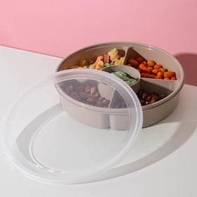 Менажница с крышкой IDEA, 5 секций, пластик, бежевый