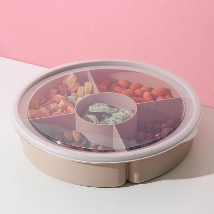 Менажница с крышкой IDEA, 5 секций, пластик, бежевый