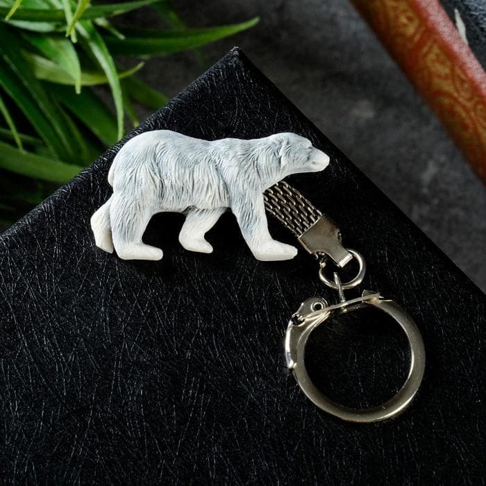 Брелок для ключей на кольце «Медведь белый вид сбоку», 4 см