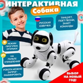 Робот собака «Пультовод» ZHORYA, программируемый, на пульте управления, интерактивный: свет, звук, танцующий, музыкальный, на аккумуляторе, на русском языке