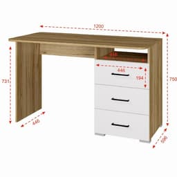 Стол письменный «Лайт», 3 ящика, 1200×750×596 мм, цвет белый/дуб золотой