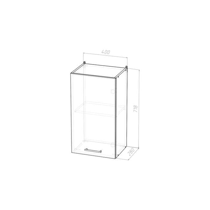 Шкаф навесной «Лариса», 1 дверца, 400×300×720 мм, цвет белый/латте