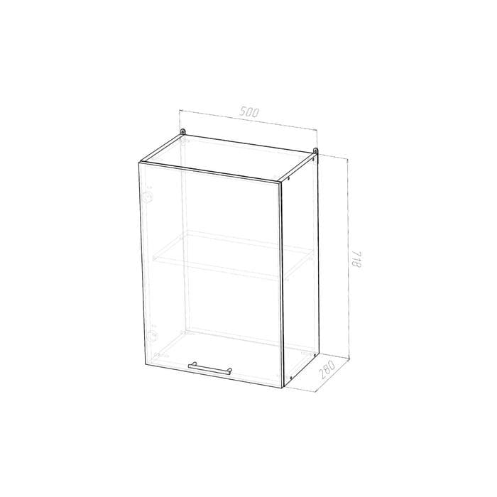 Шкаф навесной «Лариса», 1 дверца, 500×300×720 мм, цвет белый/латте