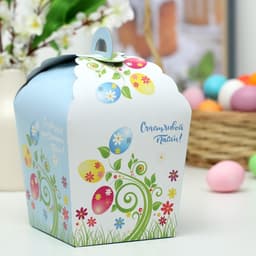 Коробка подарочная пасхальная «Счастливой Пасхи!», пасхальные яйца на веточке, 17×17×26 см