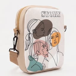 Сумка Story, 15×3×20 см, отдел на молнии, длинный ремень, бежевая