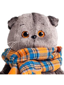 Мягкая игрушка «Басик» в шарфе в клеточку, 30 см