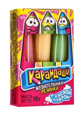 Жевательная резинка «Карандаши», с кислой пудрой, 15 г