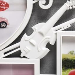 Фоторамка - коллаж на 3 фото 10×15, 13×12 см «Скрипка и ноты», пластик, мультирамка, белый, 34×32 см