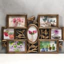 Фоторамка - коллаж на 7 фото 10×10 см, 10×15 см «Птица и шиповник», пластик, золото, 33.5×52 см