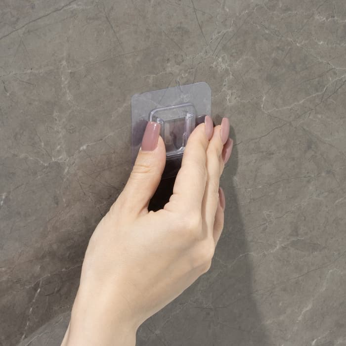 Крючок держатель самоклеящийся Доляна, 2 детали, 5.7×5.7×1 см, прозрачный