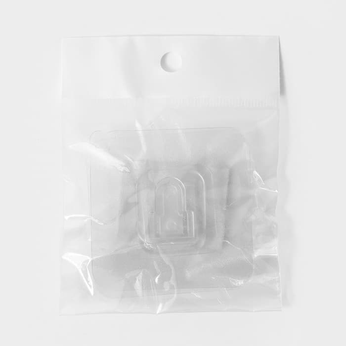 Крючок держатель самоклеящийся Доляна, 2 детали, 5.7×5.7×1 см, прозрачный