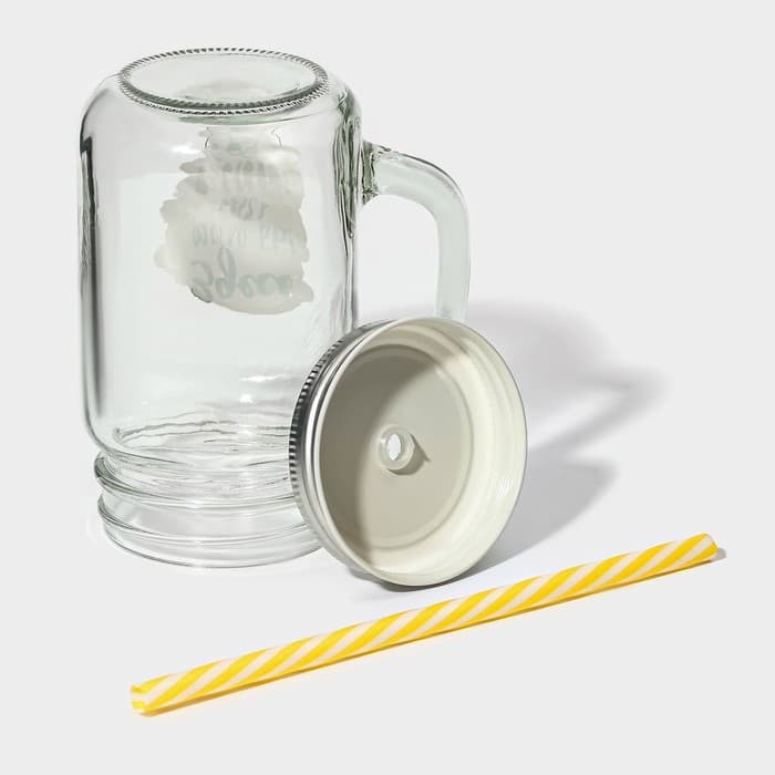 Банка с крышкой и трубочкой «Вино», 450 мл, 10×7.5×13 см