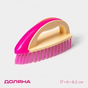 Щётка утюжок для уборки Доляна, с ручкой, пластик, хозяйственная, 17×6×8.5 см, МИКС