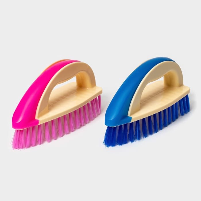 Щётка утюжок для уборки Доляна, с ручкой, пластик, хозяйственная, 17×6×8.5 см, МИКС