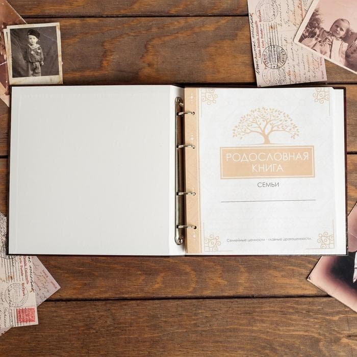 Родословная книга «Наша семья», с деревянным элементом, 84 страницы, 24.5×23×4 см