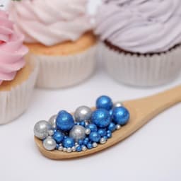 Посыпка кондитерская с мягким центром «Блеск»: синяя, серебряная, 50 г