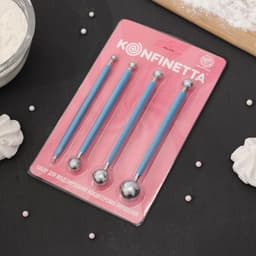 Стеки для моделирования кондитерских украшений KONFINETTA, набор 4 шт., диаметры шариков 0.4 см, 0.6 см, 0.8 см, 1 см, 1.1 см, 1.3 см, 1.6 см, 2 см