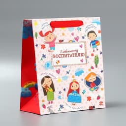 Пакет подарочный ламинированный, упаковка, «Любимому воспитателю», ML 27×23×11.5 см