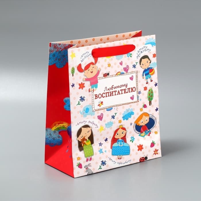 Пакет подарочный ламинированный, упаковка, «Любимому воспитателю», ML 27×23×11.5 см