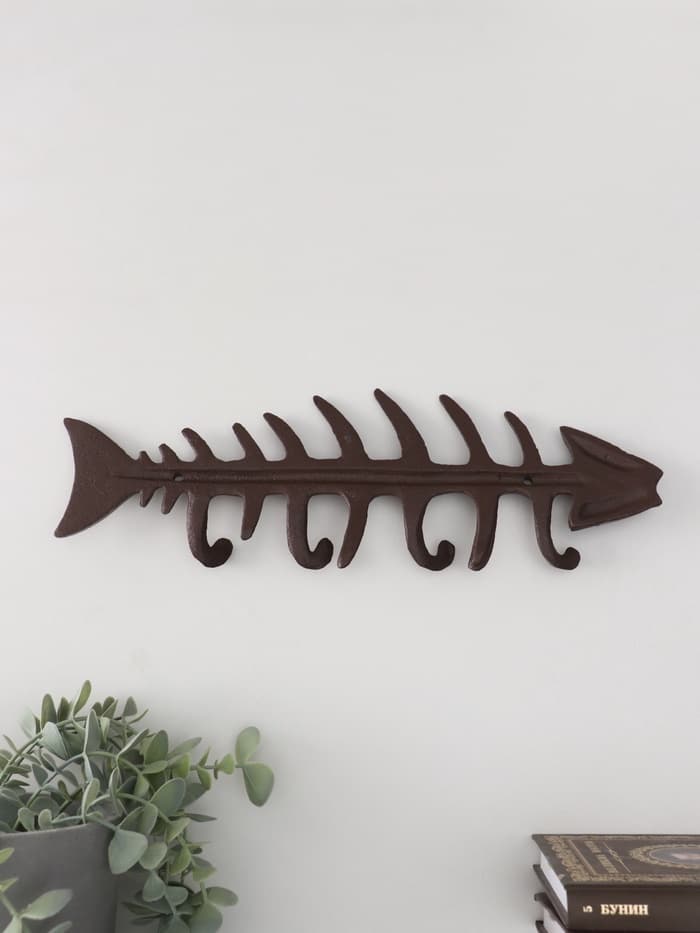 Настенные крючки декоративные «Рыбий скелет», чугун, 11×32.5×2.5 см