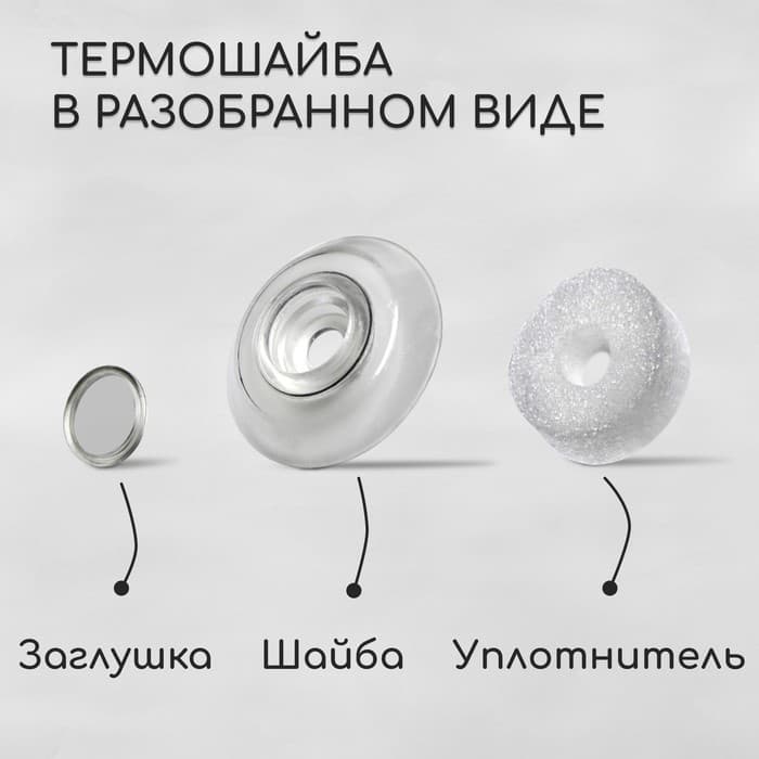 Термошайба из поликарбоната, d=38 мм, УФ-защита, прозрачная, набор 25 шт.