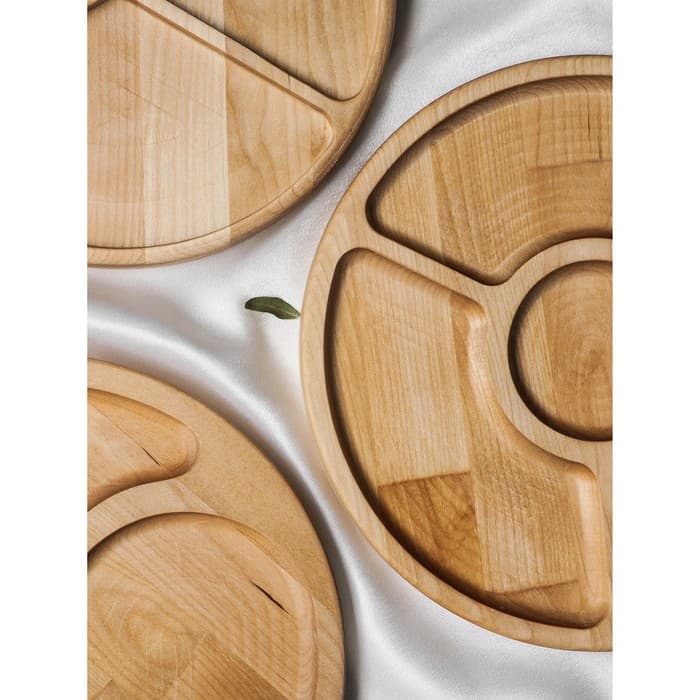 Менажница Доляна «Мерс», d=25 см, 3 секции, дерево берёза