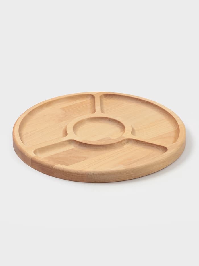 Менажница Доляна, d=27 см, 4 секции, дерево берёза