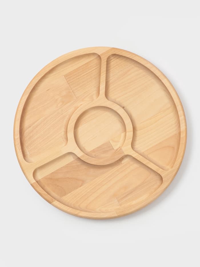 Менажница Доляна, d=27 см, 4 секции, дерево берёза