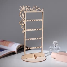 Подставка для украшений «Вензелёк», на 20 пар, 14×14×24 см, толщина 3 мм, бежевая