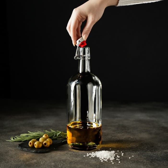 Бутылка, 1 л, с бугельным замком, стекло, прозрачная