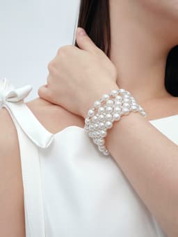 Браслет-пружинка «Жемчужинка», 5 рядов, шахматы, белый, 6 см