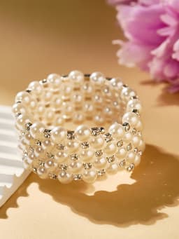 Браслет-пружинка «Жемчужинка», 5 рядов, шахматы, белый, 6 см