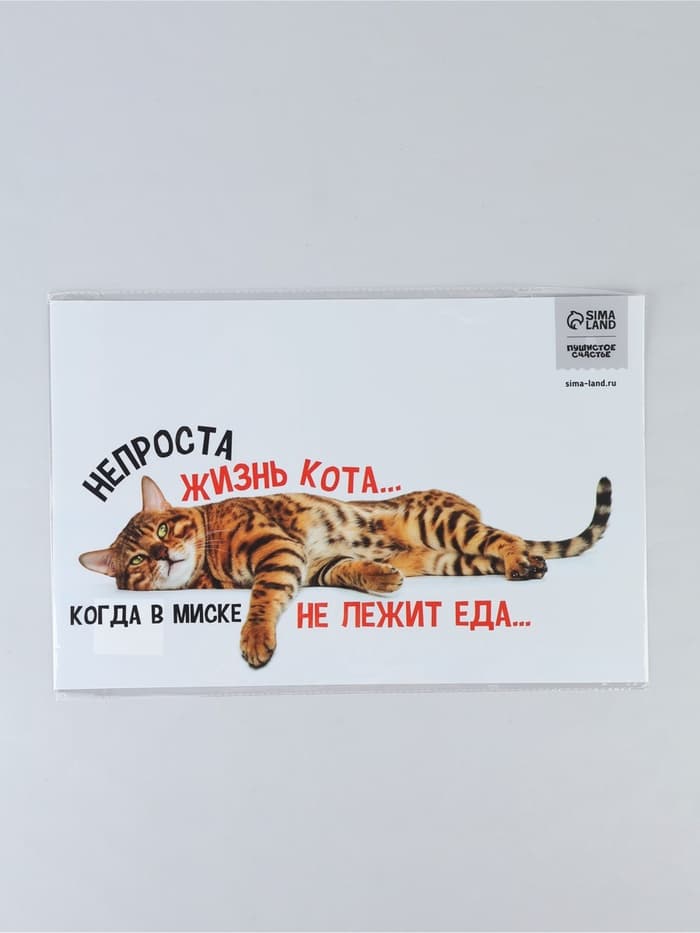 Коврик под миску «Не проста жизнь кота», 43×28 см