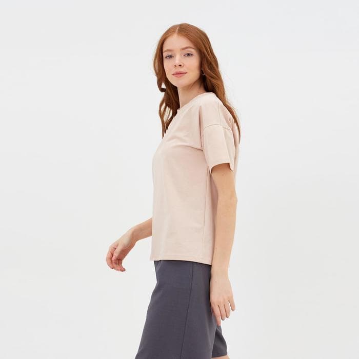 Футболка женская MINAKU REGULAR FIT: цвет бежевый, р-р 50