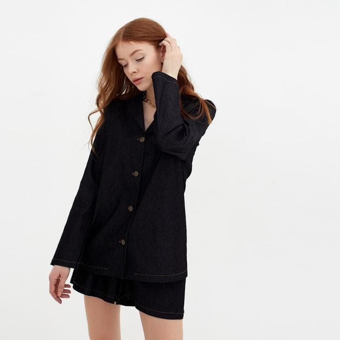 Костюм женский (жакет, шорты) MINAKU: Enjoy, чёрный, размер 52