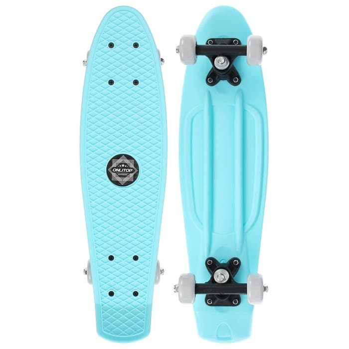 Пенниборд ONLITOP, 56×15 см, колёса PVC 50 мм, пластиковая рама, цвет голубой