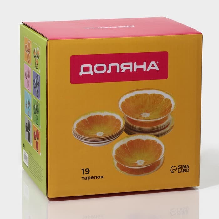 Тарелки Доляна «Кролик», 19 предметов: 6 десертных тарелок, 6 обеденных тарелок, 6 мисок, салатник, стекло, голубые