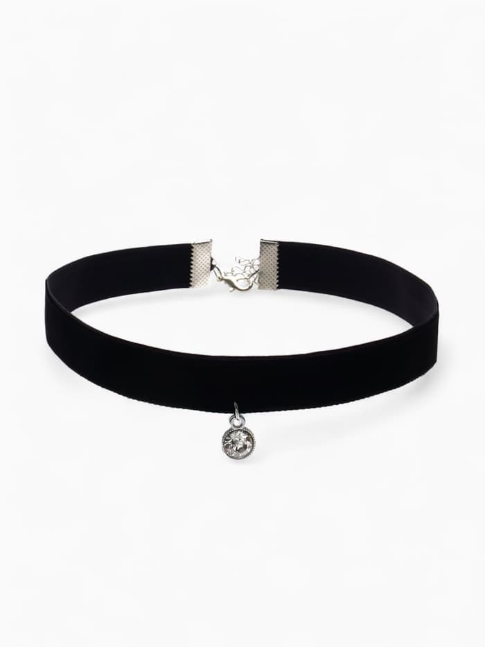 Чокер «Стразинка», круг в огранке, белый в серебре, 33 см