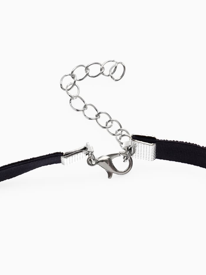 Чокер «Стразинка», круг в огранке, белый в серебре, 33 см