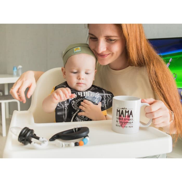 Нагрудник для кормления M&B «Лучший ребёнок» непромокаемый на липучке, с карманом