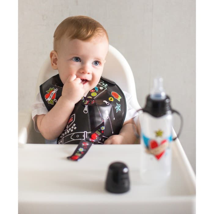 Нагрудник для кормления M&B «Rock star» непромокаемый на липучке, с карманом