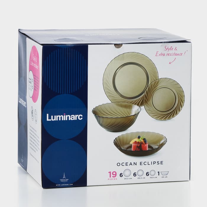 Столовый сервиз Luminarc Ocean Eclipse, 19 предметов, стекло, коричневый