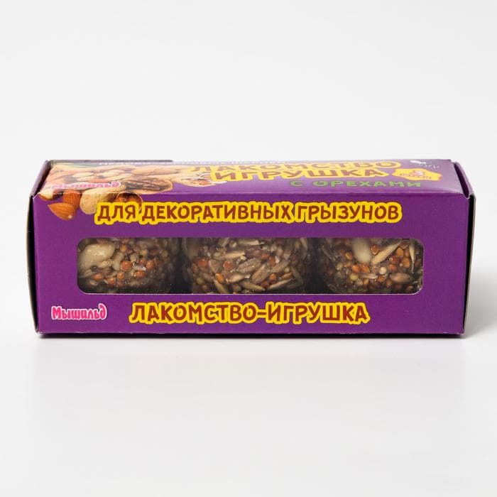 Медово-зерновые шарики для грызунов с орехами, 60 г×3 шт.