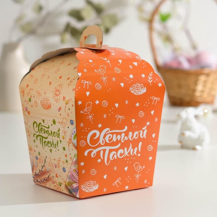 Коробка подарочная пасхальная «Светлой Пасхи с вербой!», 17×17×26 см