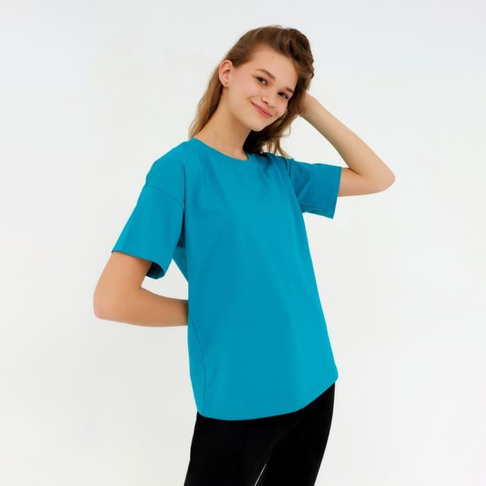 Футболка женская MINAKU: Basic line, цвет аквамариновый, размер 44