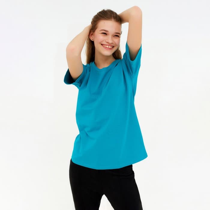 Футболка женская MINAKU: Basic line, цвет аквамариновый, размер 44